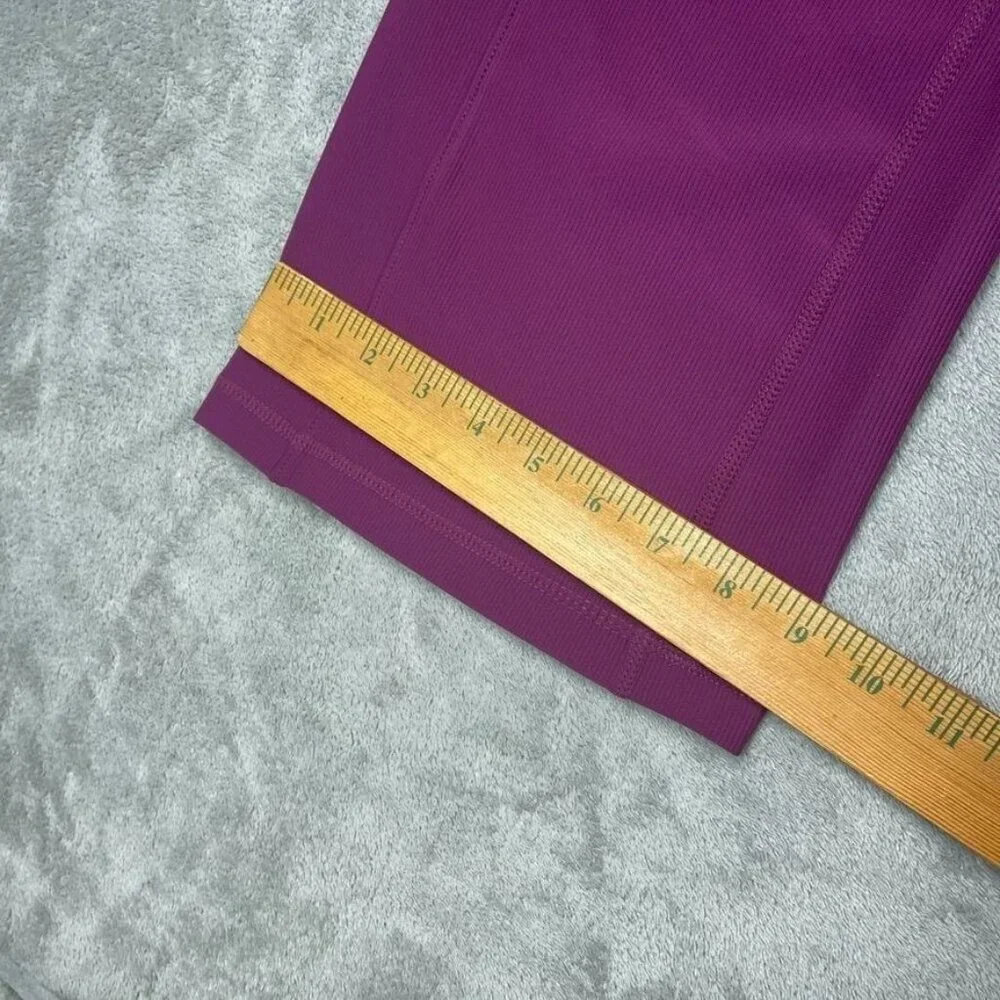 Womens Purple Drawstring Waist Ribbed Flared Pants Medium d0201 - Picture 3 of 10